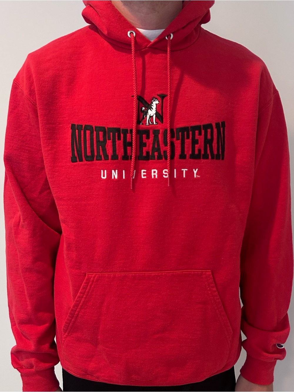 Champion Red Northeastern University Hoodie with Logo